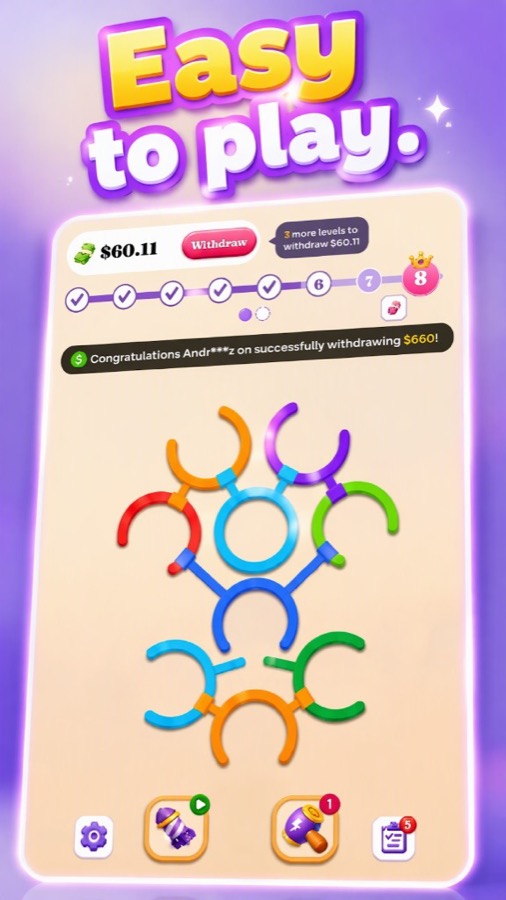 Color Rings gameplay — Easy to play home screen with interlocking rings