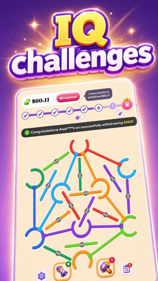 Color Rings gameplay — IQ challenges with advanced ring stacks